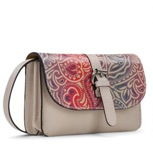 Patricia Nash Torri Leather Small Flap Crossbody Bag Greek Ombre Chalk White